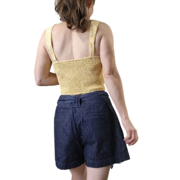 Jean shorts with tie at the waist Blue color Cotton Pockets Size 2 LOFT NWT - Picture 3 of 9